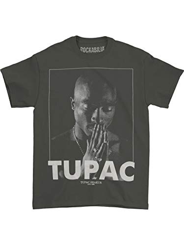 Tupac Men's Praying Charcoal T-Shirt